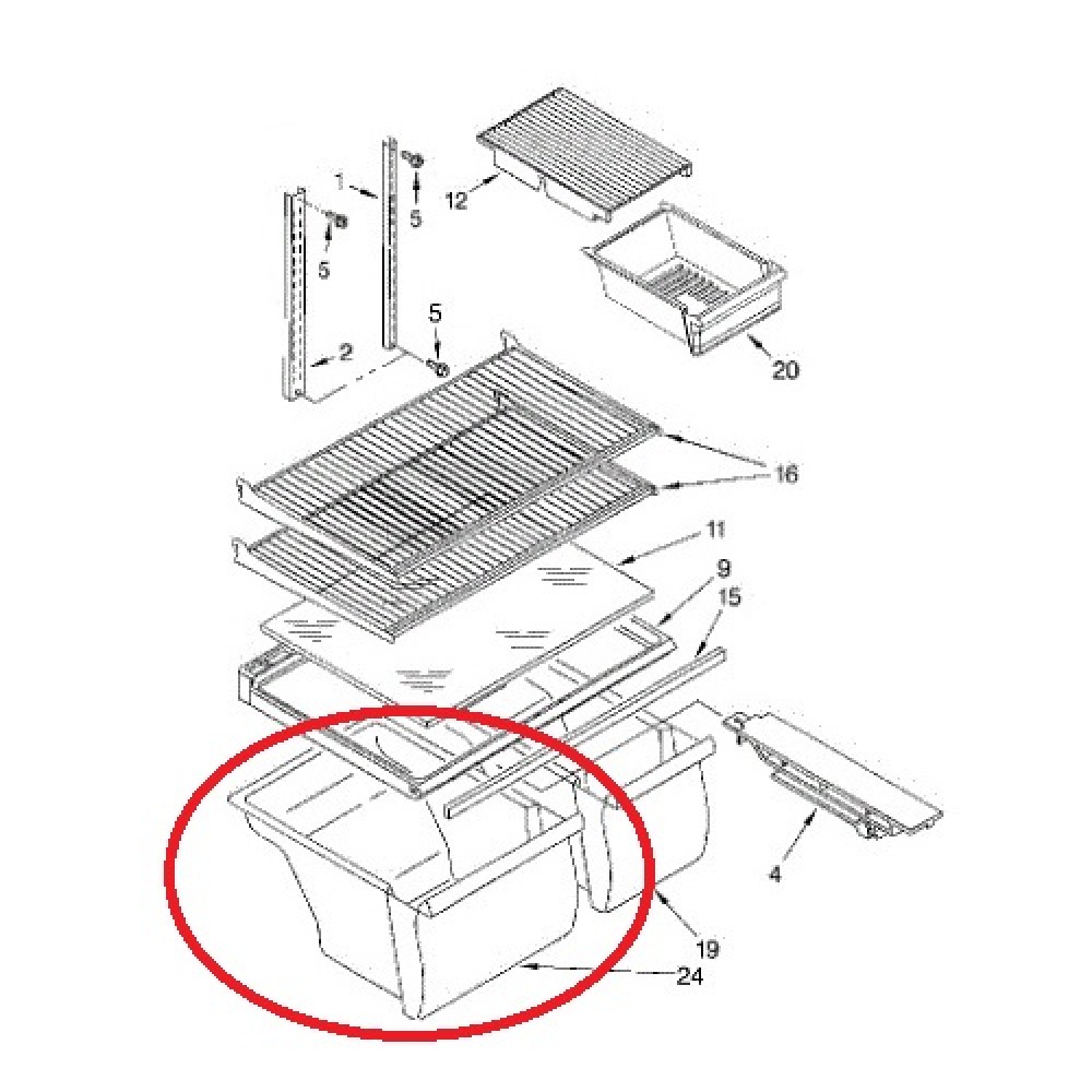 WP2166256 Whirlpool Fridge Freezer Cabinet Shelf Crisper Pan Right 2166256