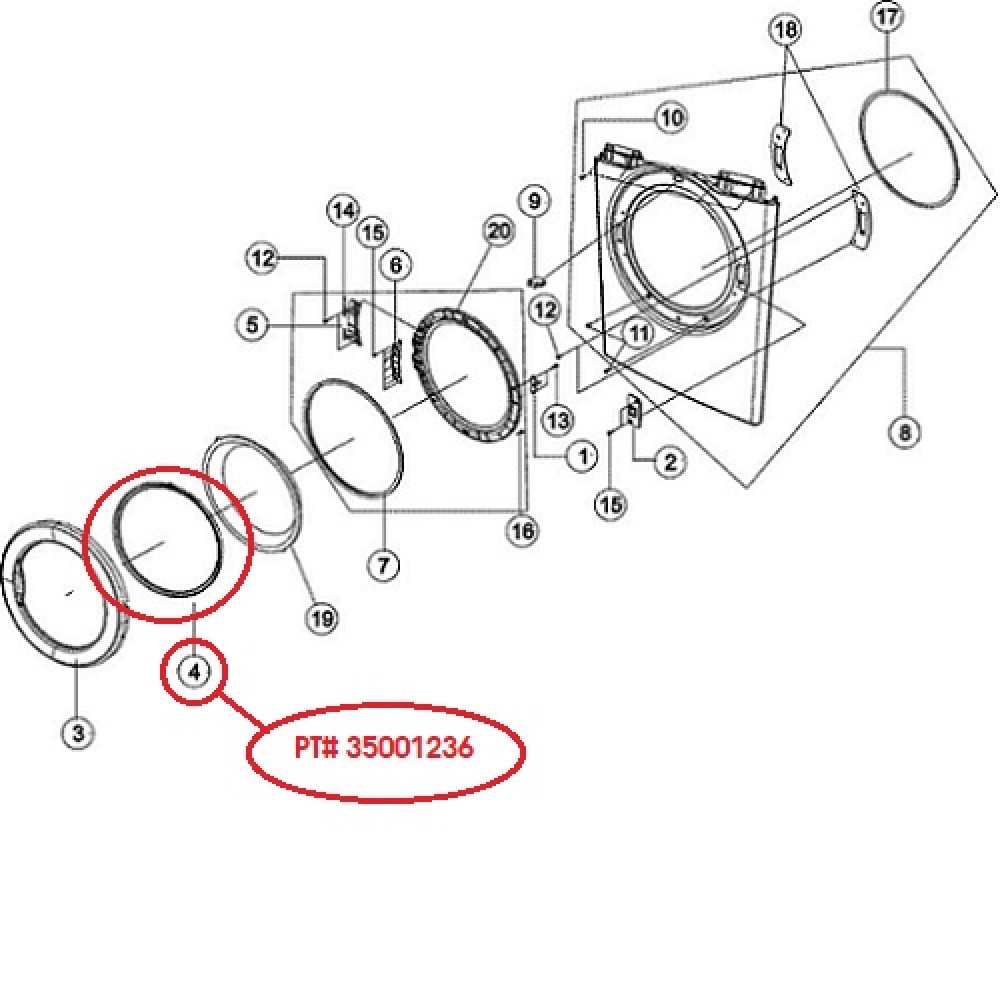 35001236 Maytag Dryer Door Inner Cover 1185550