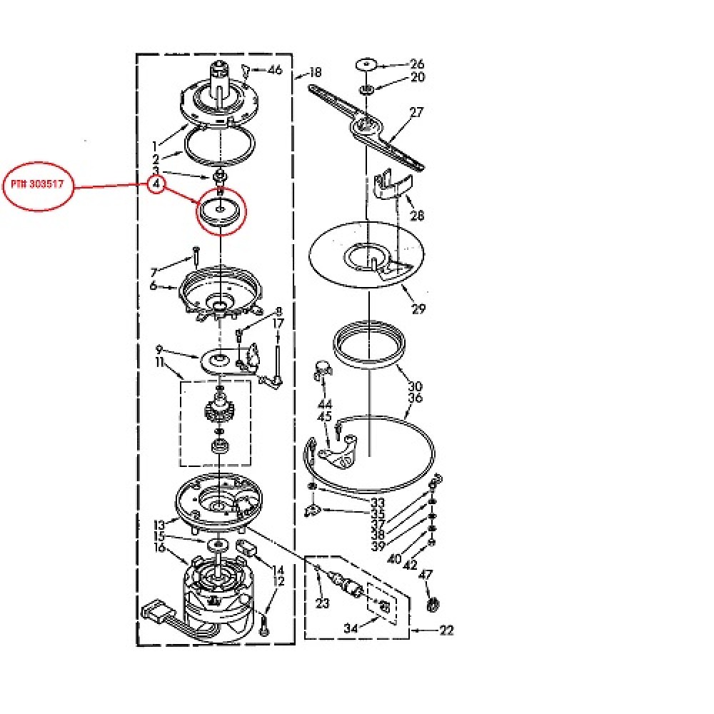 303517 Whirlpool Dishwasher Impeller Assembly 303517