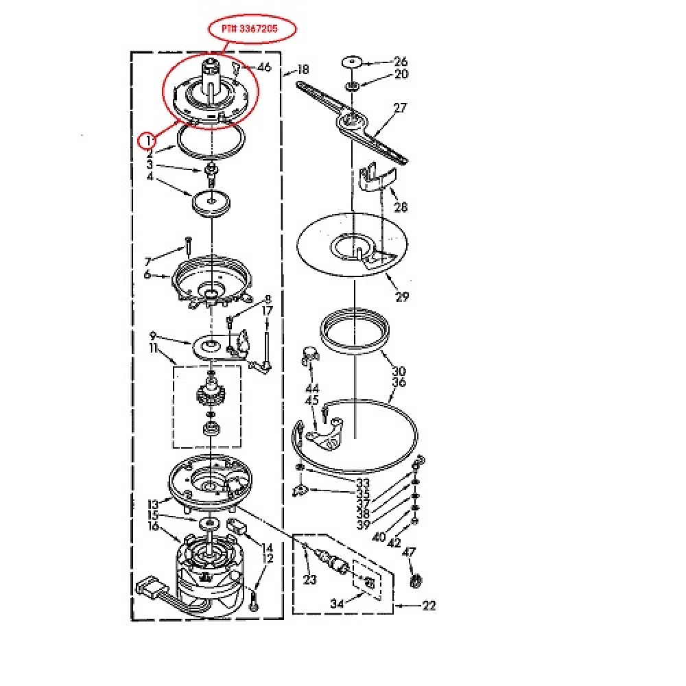 3367205 Whirlpool Dishwasher Lower Wash Pump Housing 3367205