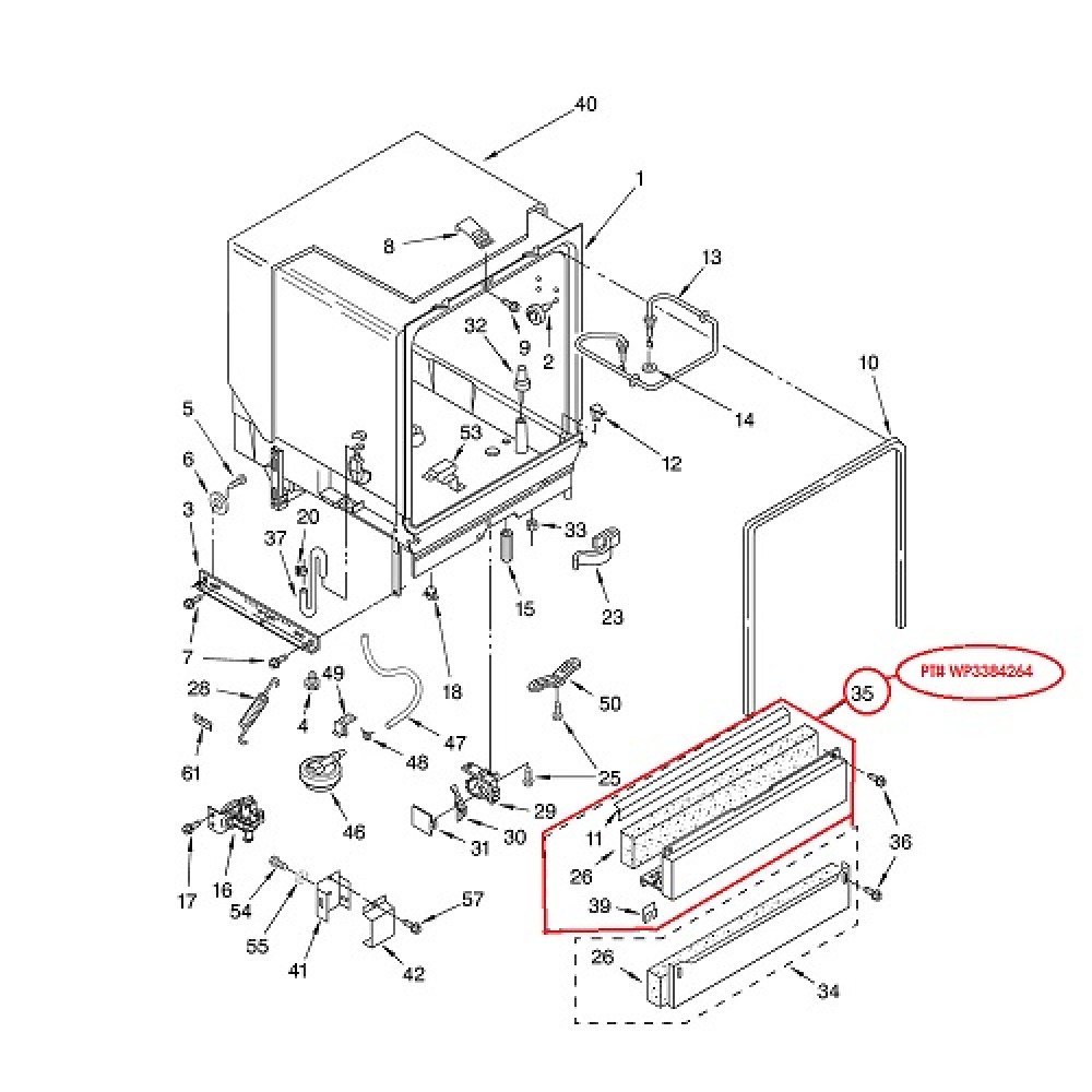 WP3384264 Whirlpool Dishwasher Cabinet Panel Access 3384264