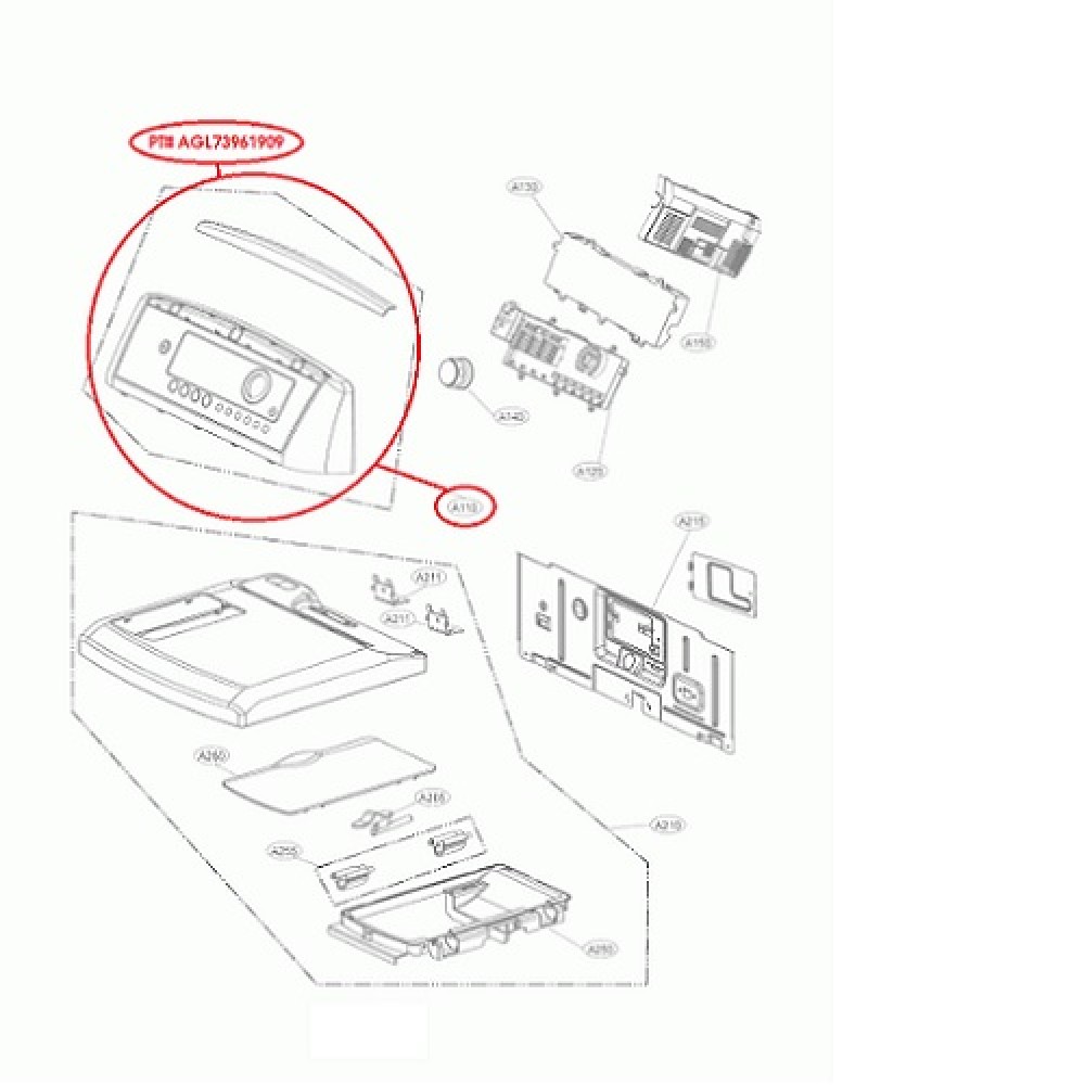 AGL73961909 LG Dryer Control Panel Assembly DLEX5780VE