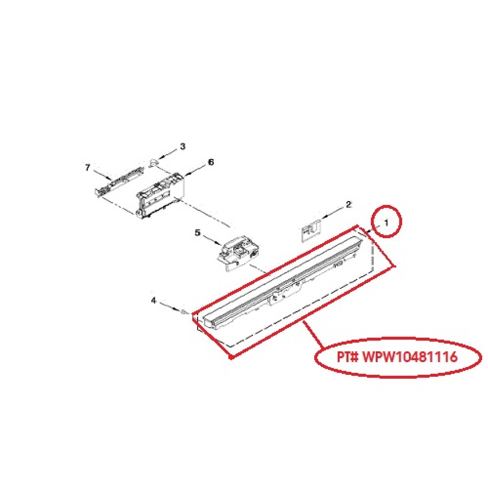 WPW10481116 KitchenAid Dishwasher Control Panel Assembly W10300604