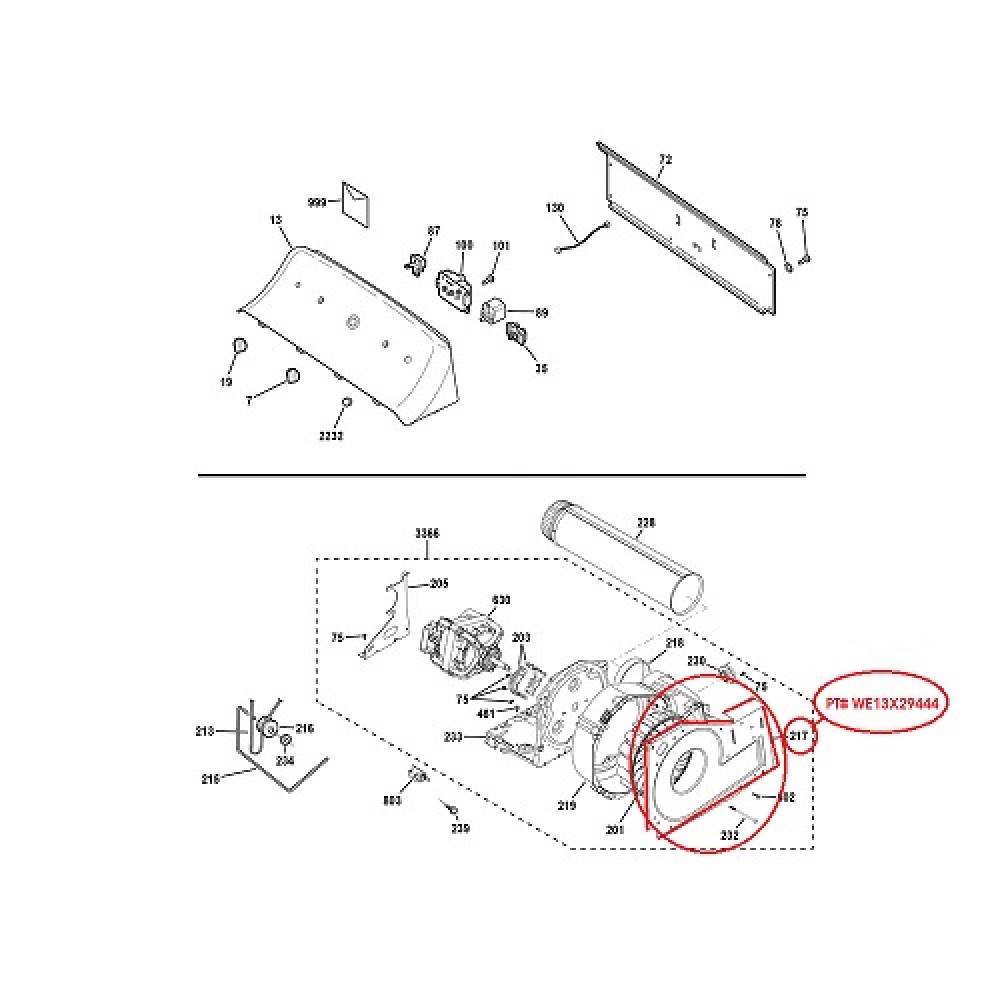 WE13X29444 GE Dryer Blower Wheel Plate WE013X29444
