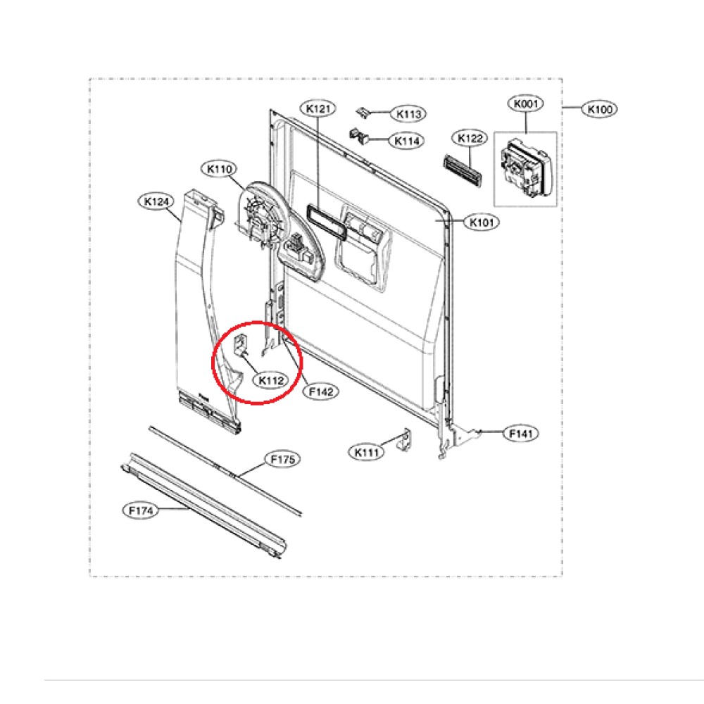 MEG64439202 LG Dishwasher Door Panel Lower Gasket Holder MEG644392-2