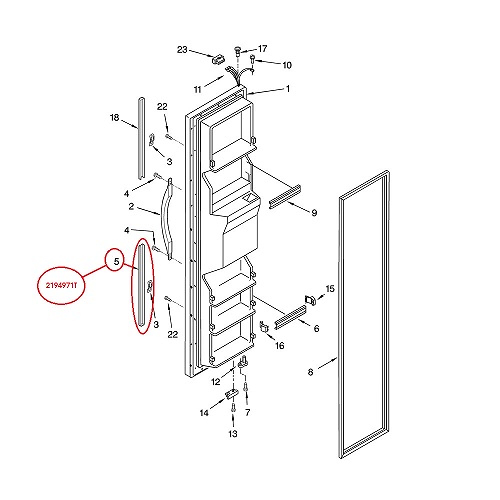 2194971T Whirlpool Fridge Freezer Door Handle Trim 2194972T