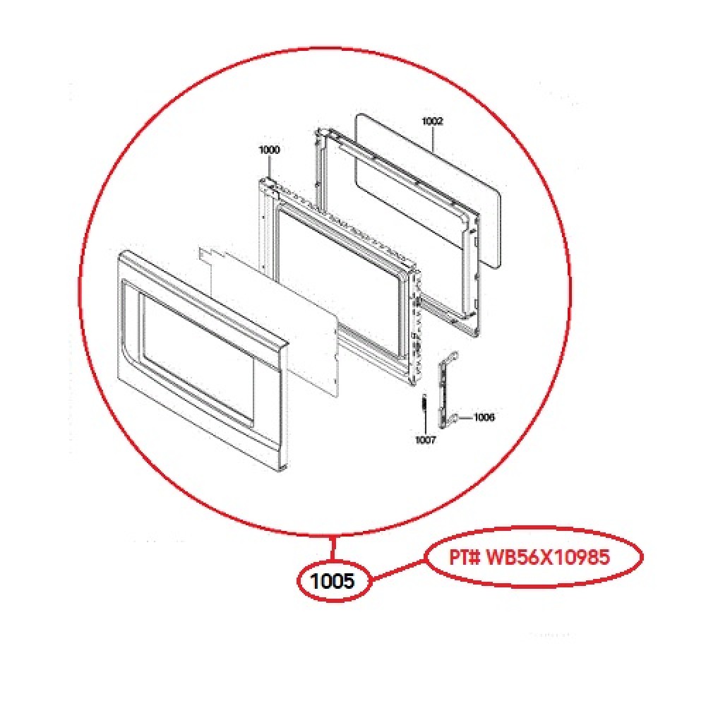 WB56X10985 GE Microwave Door Complete Assembly 3027453