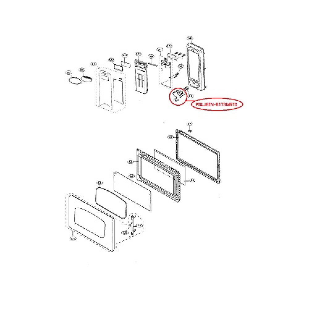 JBTN-B173MRT0 Whirlpool Microwave Door Push Button JBTNB173MRT0