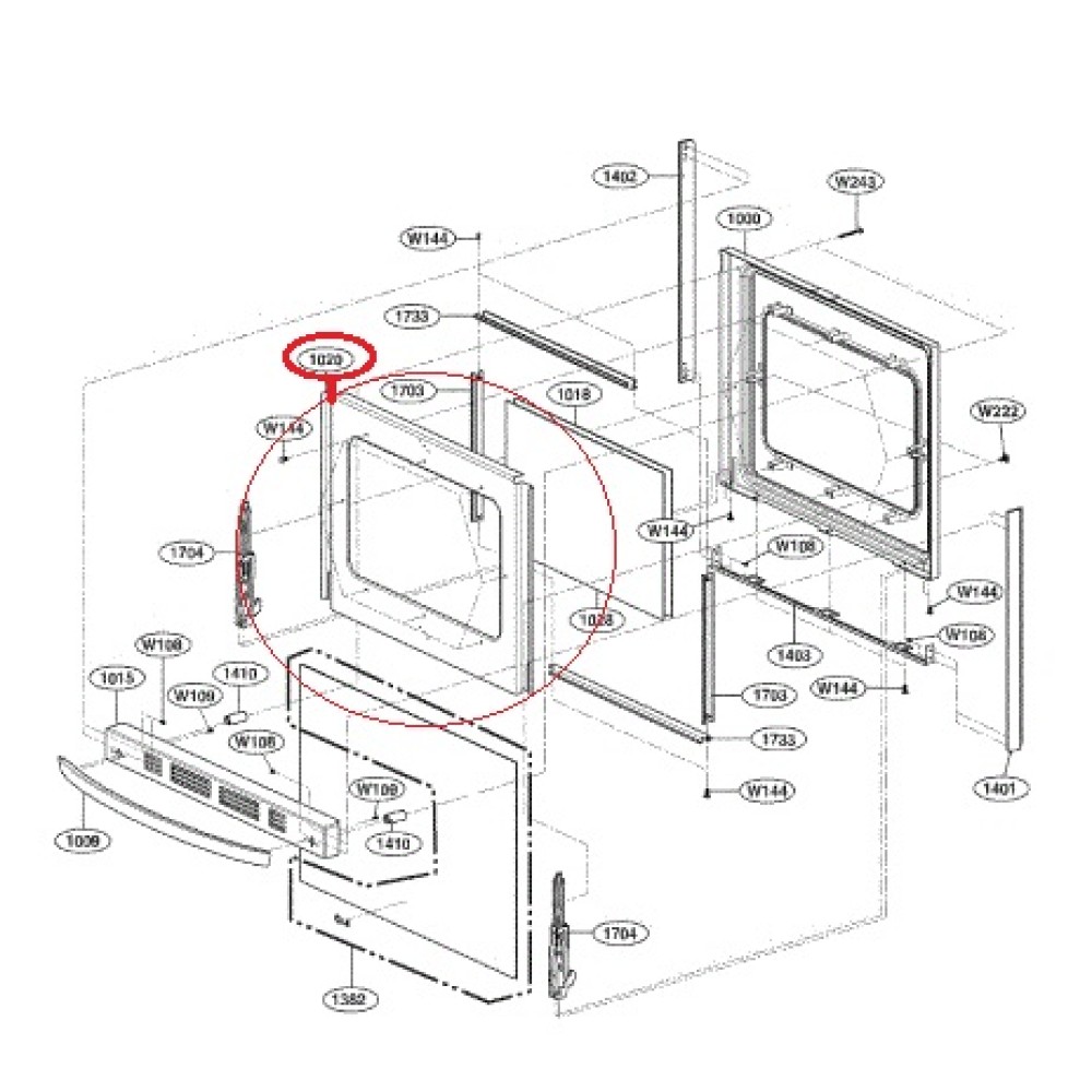 MCK61943601 LG Oven Range Door Inner Cover 1599285