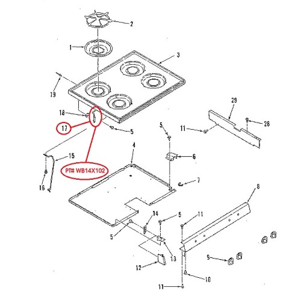 WB14X102 Kenmore Oven Range Cooktop Hinge Left 320922