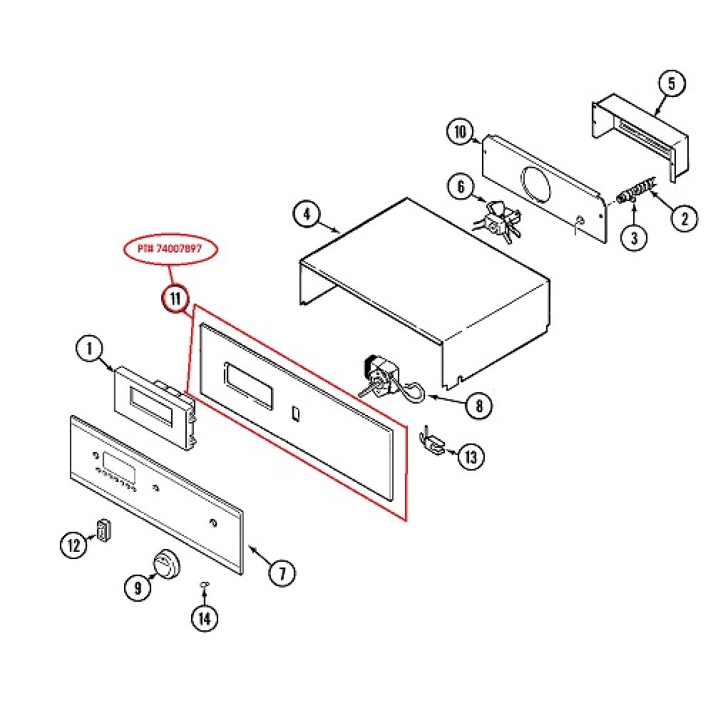 74007897 Maytag Oven Range Control Panel Plate Backing 3605F195-80