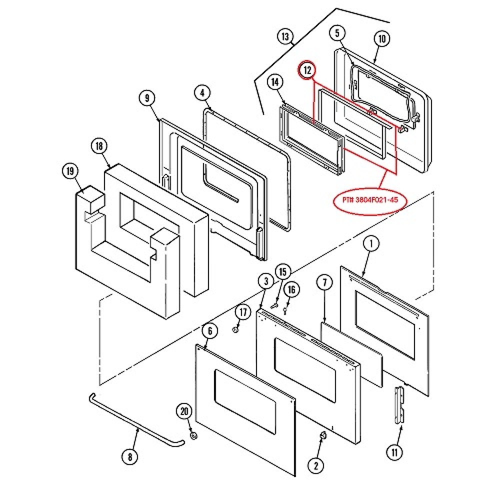 3804F021-45 Maytag Oven Range Door Retainer Gasket 543555