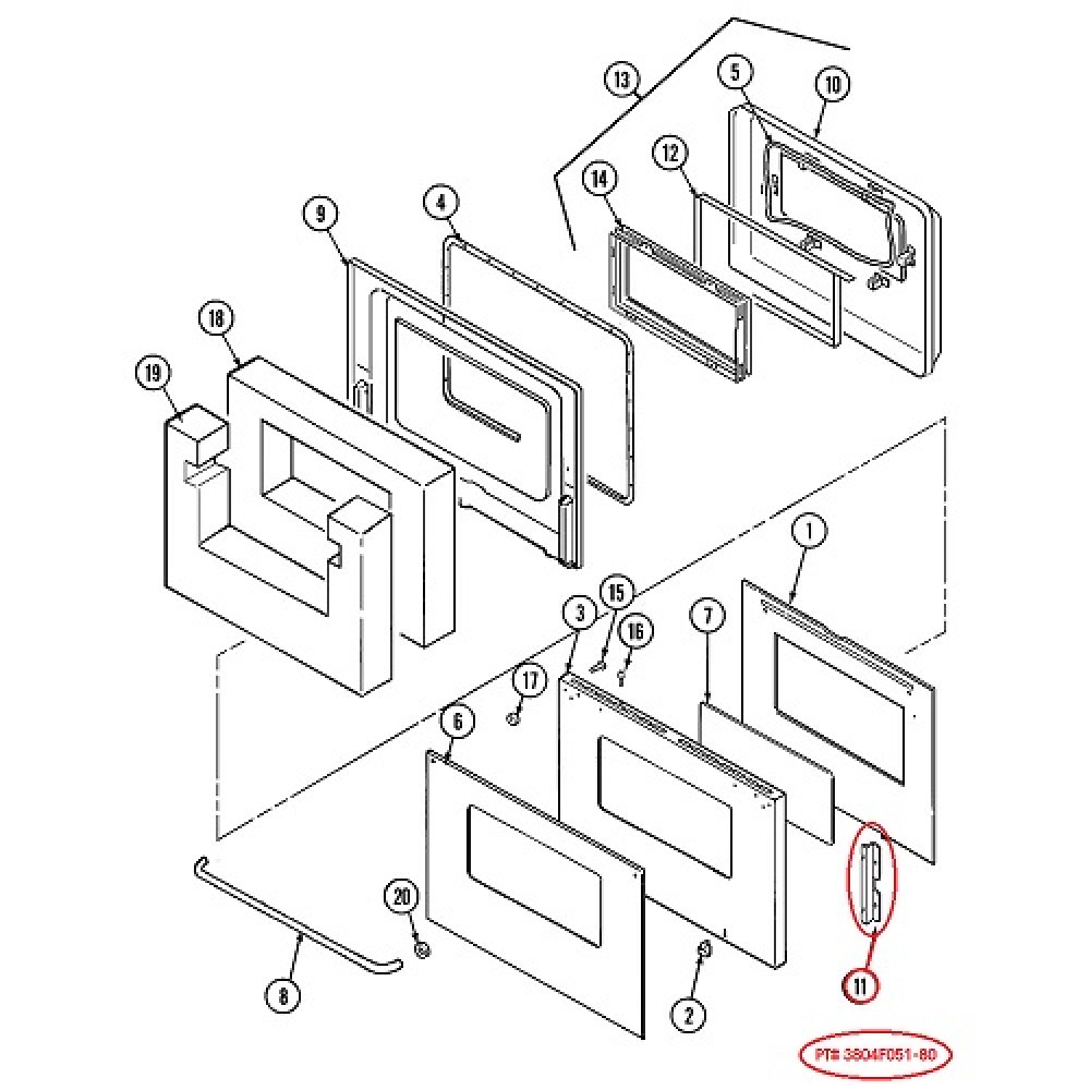 3804F051-80 Maytag Oven Range Door Glass Retainer 543573