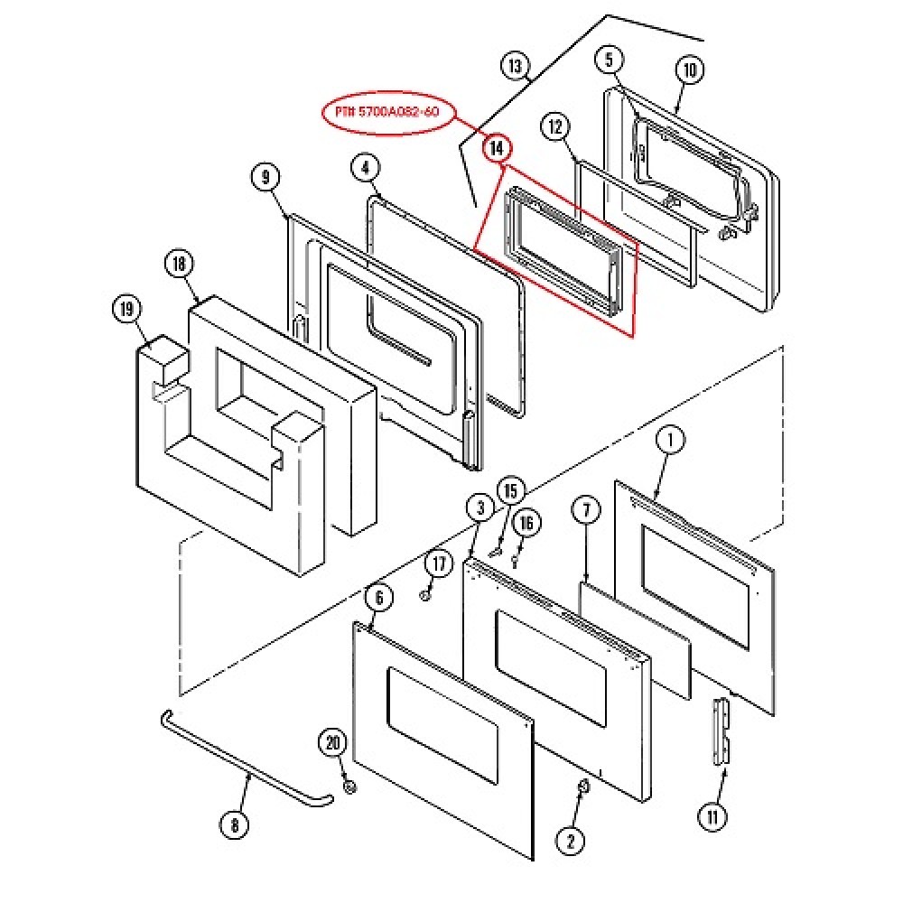 5700A082-60 Maytag Oven Range Door Window Assembly 653871