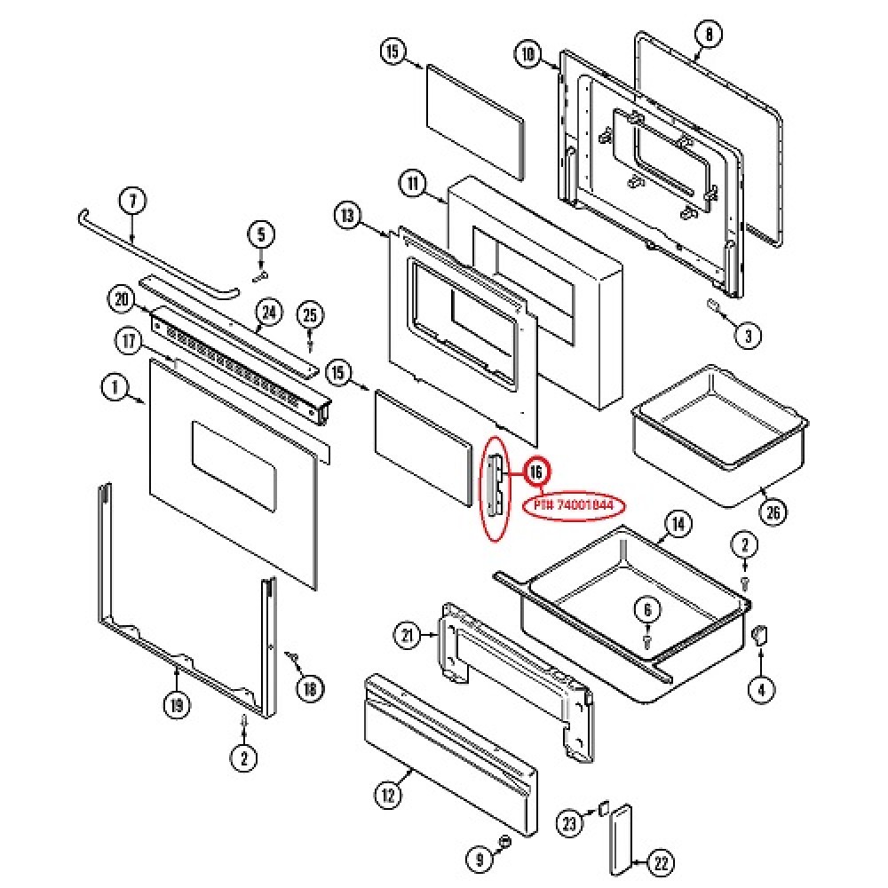 74001844 Maytag Oven Range Door Inner Glass Retainer 702082