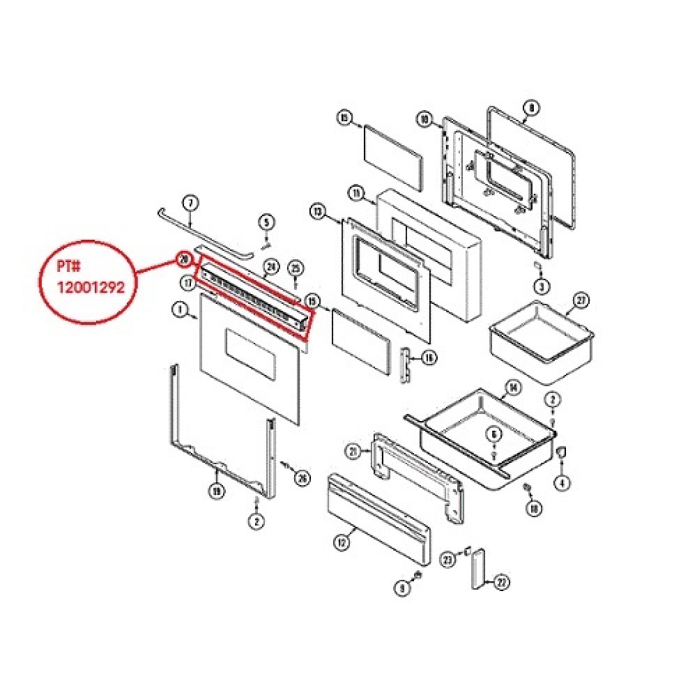 12001292 Maytag Oven Range Door Trim Vent 74003889