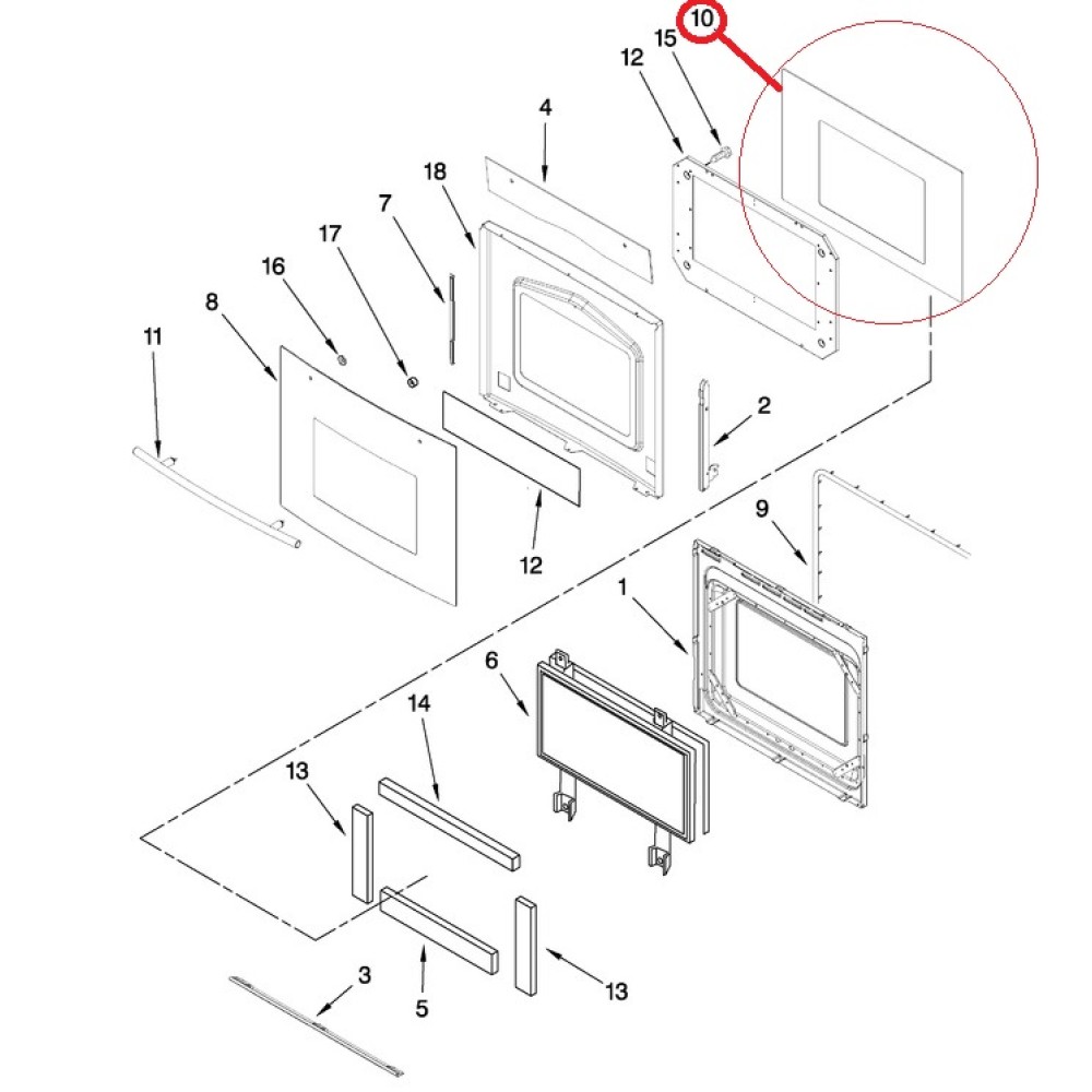 WP74008391 Jenn-Air Oven Range Door Inner Glass 74008391