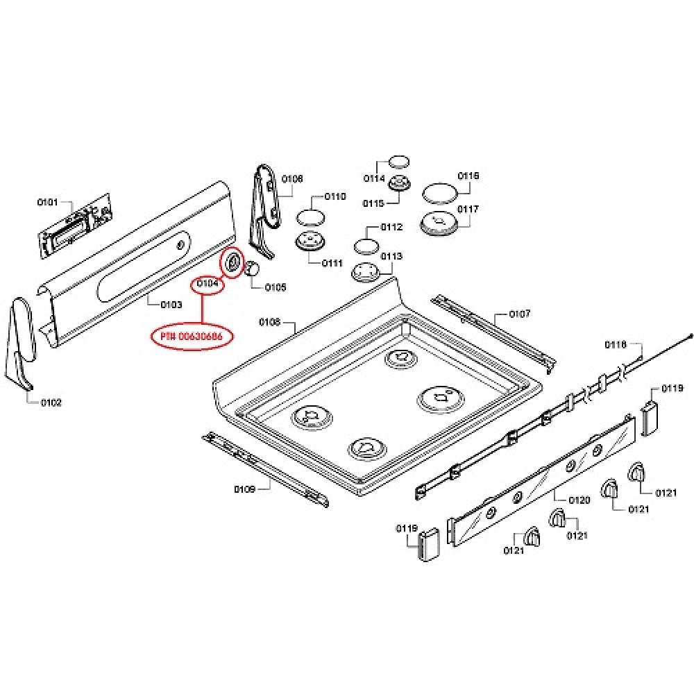 00630686 Bosch Oven Range Control Panel Knob Ring 9000135471