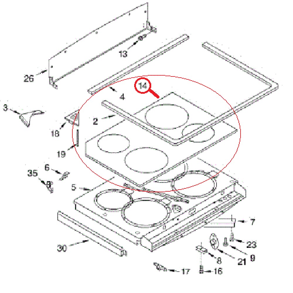 9755133CC Frigidaire Oven Range Cooktop Glass Top 962173