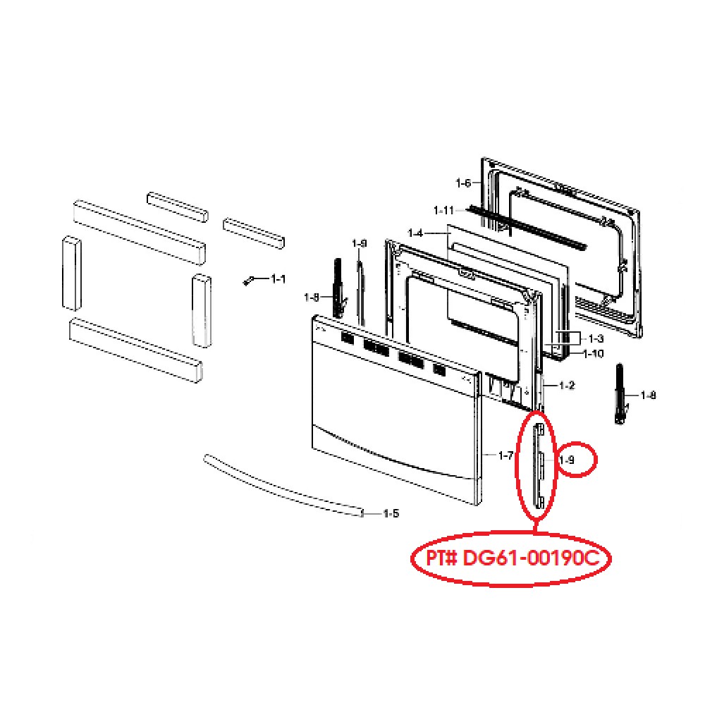 DG61-00190C Samsung Oven Range Door Inner Glass Bracket DG6100190C