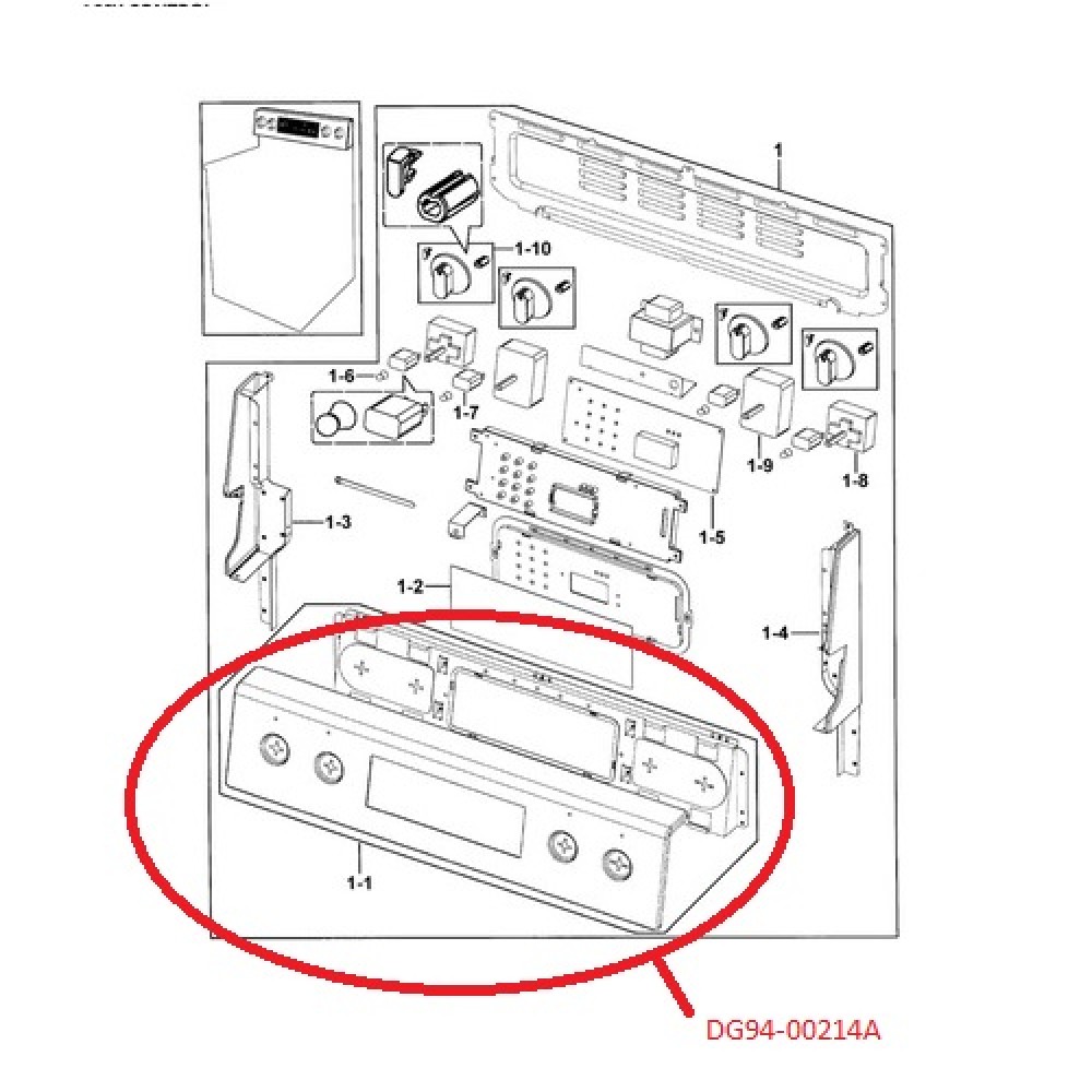 DG94-00214A Samsung Oven Range Control Panel Assembly DG9400214A