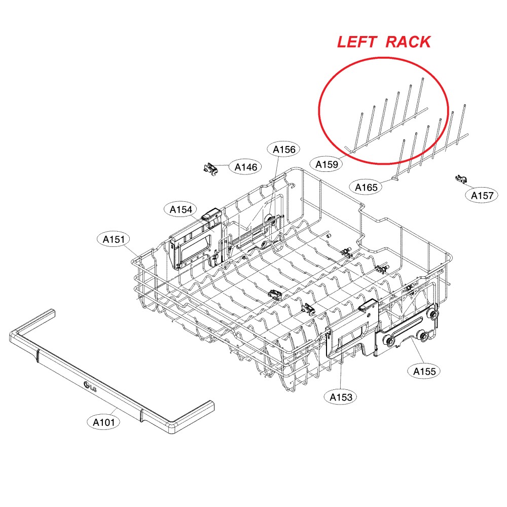 MGR62482501 LG Dishwasher Dish Rack Left Folding Plate Holder 4512316