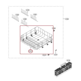 AHB73249108 LG Dishwasher Dish Rack Lower Sub Assembly AHB73249108R