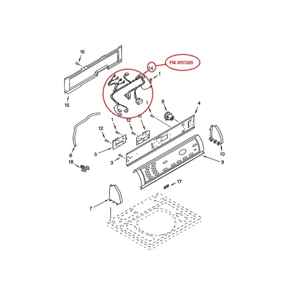 3957285 Kenmore/Sears Washer Wiring Harness Assembly 1175897