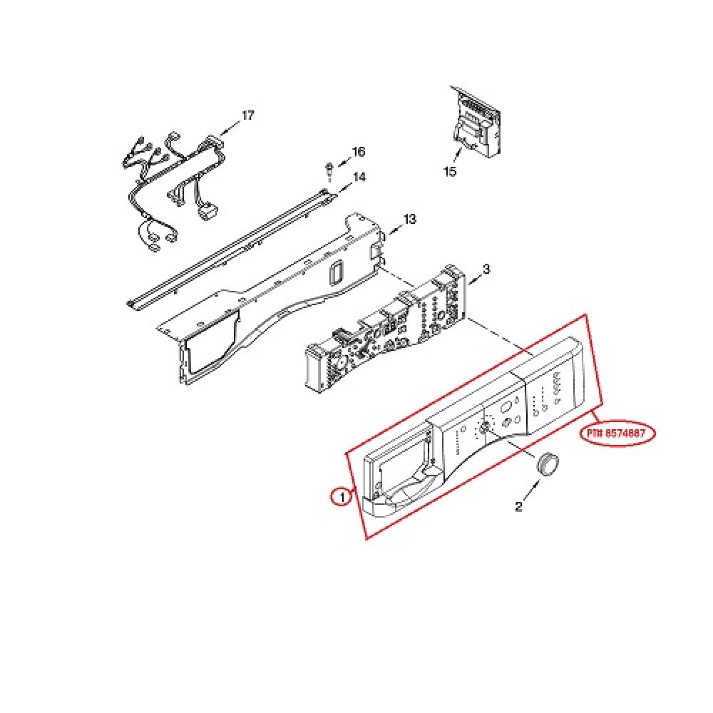 8574887 Kenmore Washer Control Panel Assembly 1180922