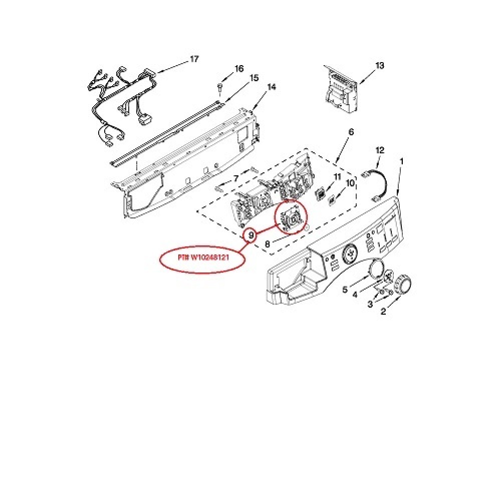W10248121 Maytag Washer Control Panel Ring Len 46197024659