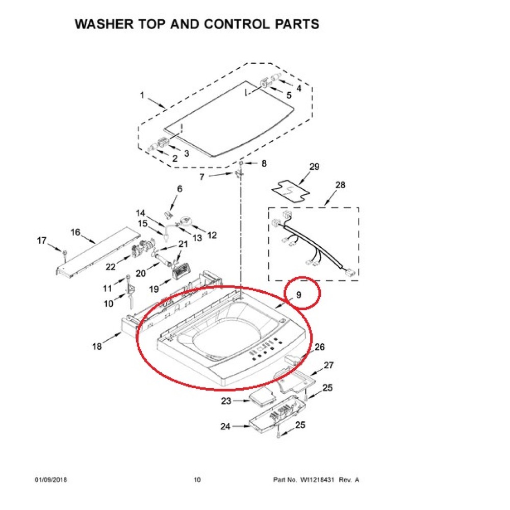 W11676908 Whirlpool Washer Cabinet Top Assembly 4984522