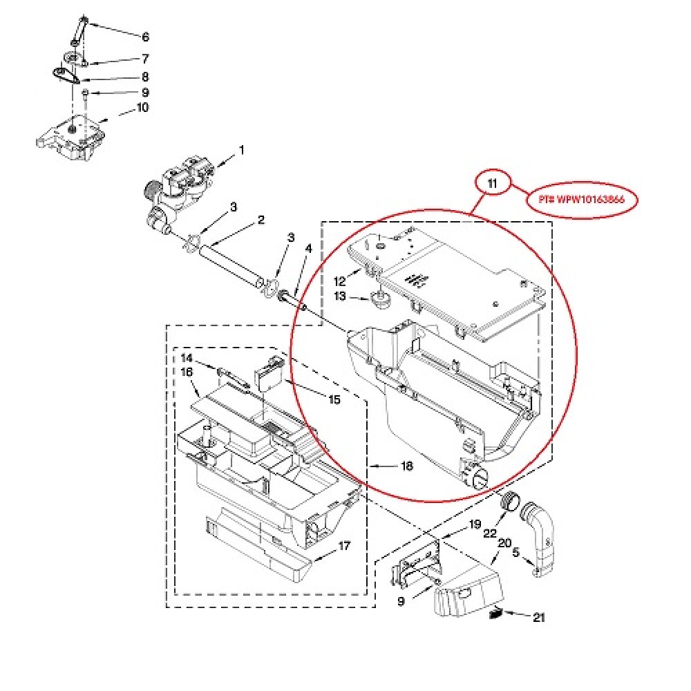 WPW10163866 Maytag Washer Dispenser Housing W10163866
