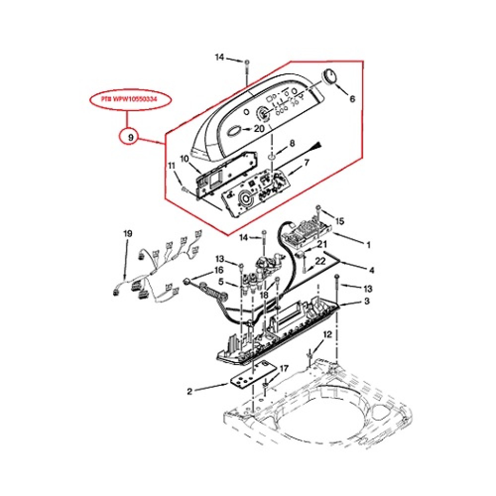 WPW10550334 Whirlpool Washer Control Panel Assembly W10550334