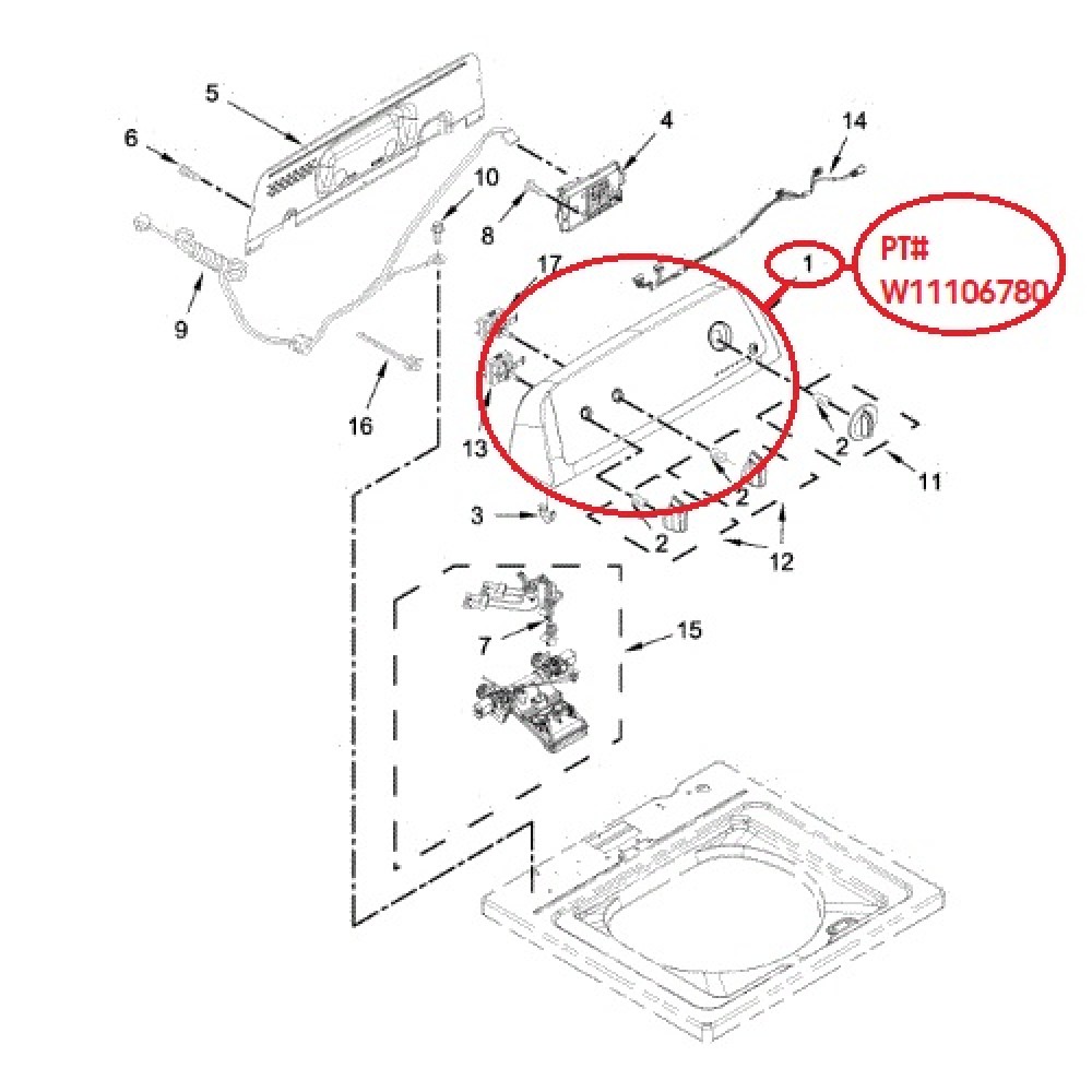 W11106780 Amana Washer Control Panel Console W10692529